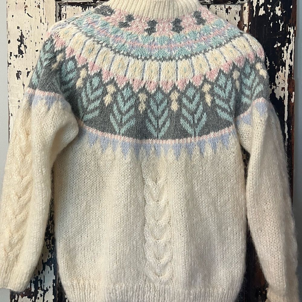 Vintage John Bull Mohair Angora Rabbit Pullover Sweater Mock Neck Nordic M